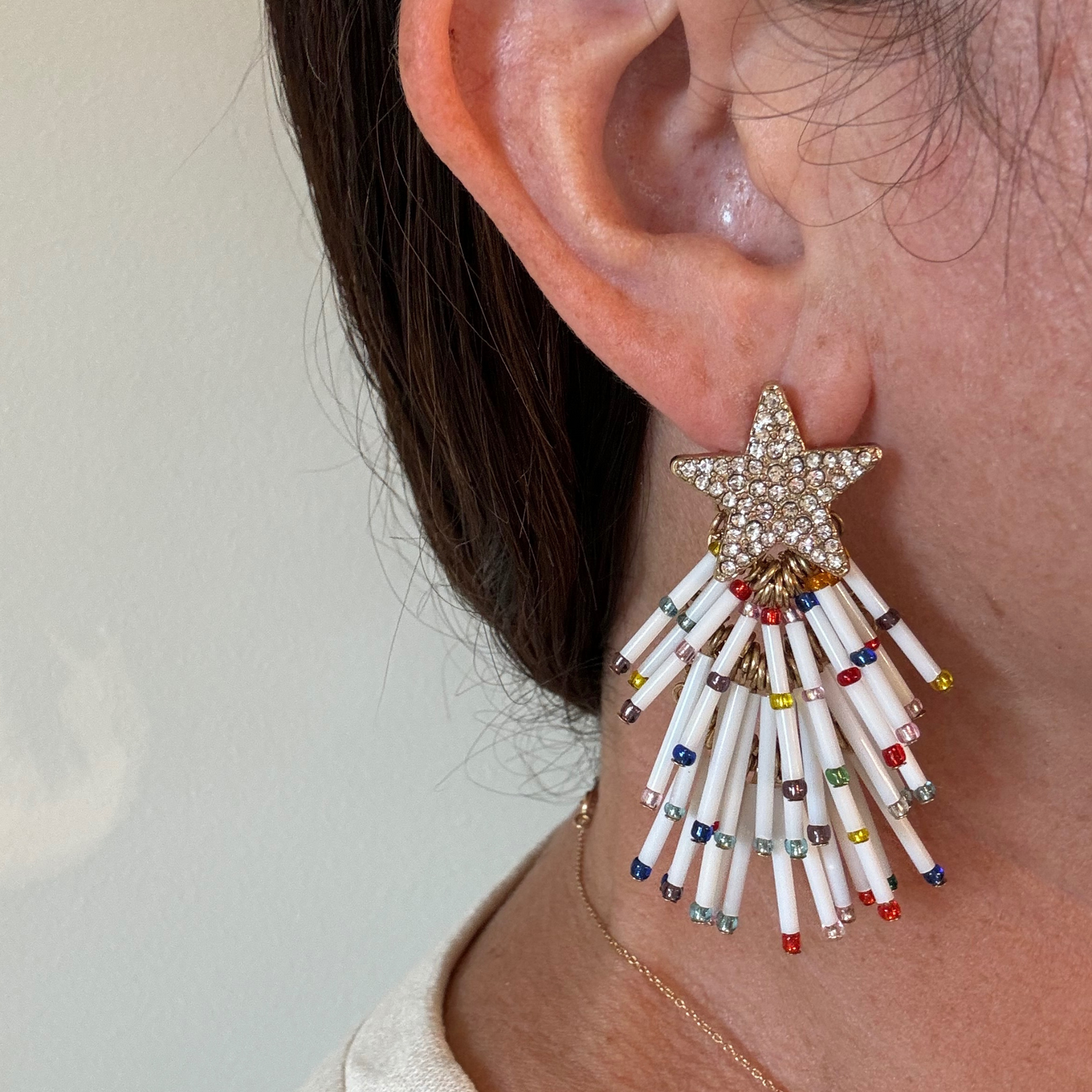 fancy holiday tree earrings, holiday tree earrings, beaded earrings, holiday earrings, statement earrings, earrings