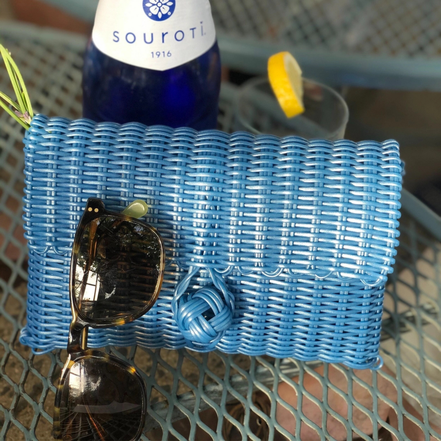 the lilley line clutch, baby blue the lilley line clutch, resort wear accessories, boutique style, boutique accessory, made in el salvador