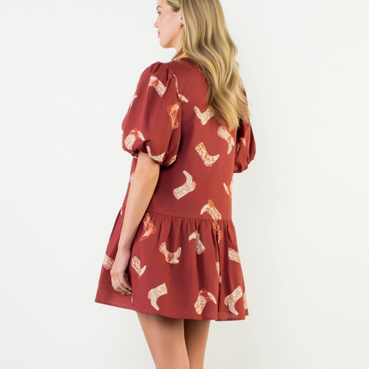 concert outfit dress, country concert dress, western print cotton dress, puff sleeve western dress, rodeo outfit women, boutique concert outfit, cute country outfit, concert outfit dress with pockets, Nashville trips dress