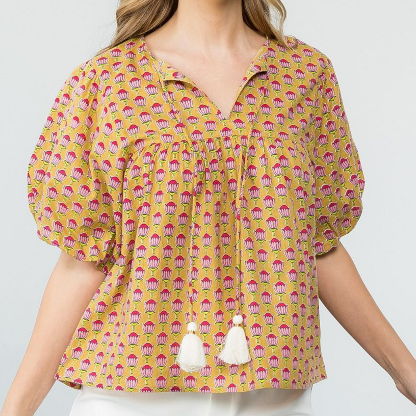 Flower Print Tassel Top, Tassel Top, Top