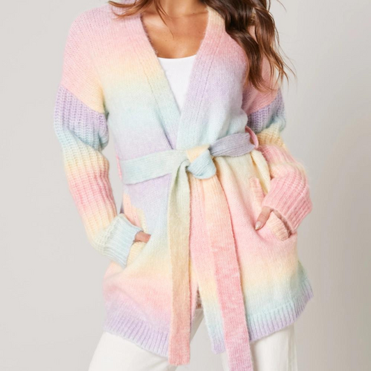 Rainbow Knit Robe Cardigan