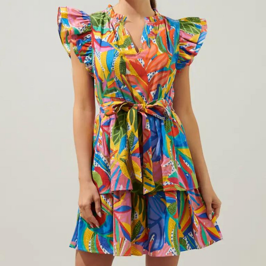 Tropical Tiered Mini Dress