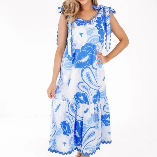 J. Marie Collections, J. Marie Collections Ric Rac Dress, The Delayney Ric Rac Midi Dress, J. Marie Collections, Boutiqe Style, Boutique Dresses, Summer Dresses, Cotton Dresses