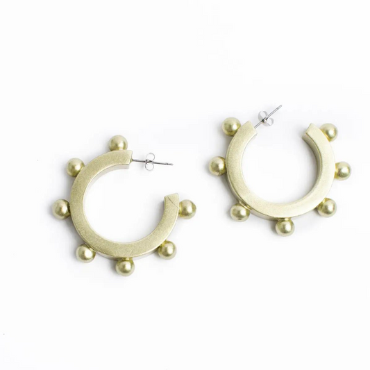 Sunshine Tienda Gold Metallic Bead Hoops, Gold Metallic Bead Hoops, Sunshine Tienda