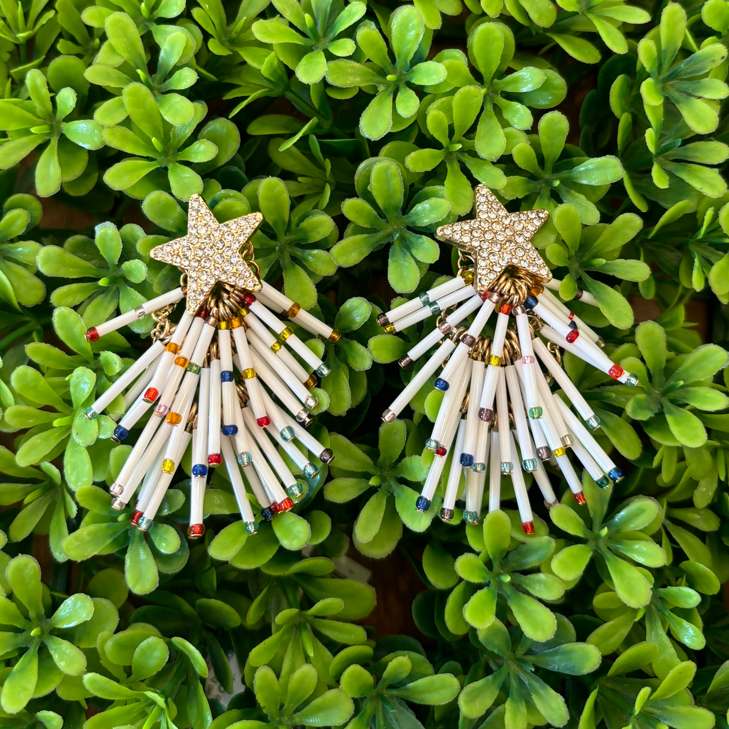 fancy holiday tree earrings, holiday tree earrings, beaded earrings, holiday earrings, statement earrings, earrings