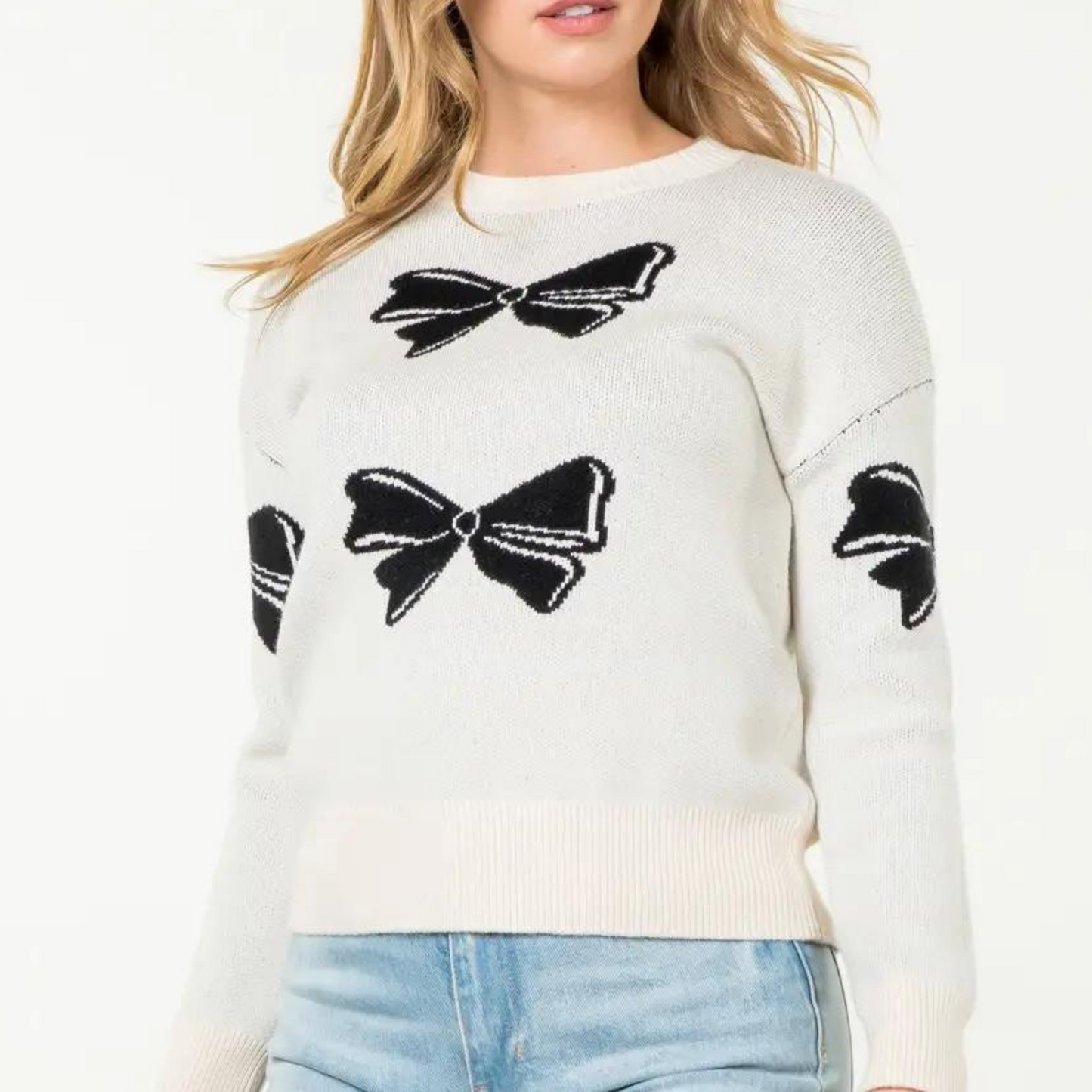 bow knit sweater, knit sweater, bow sweater, sweater