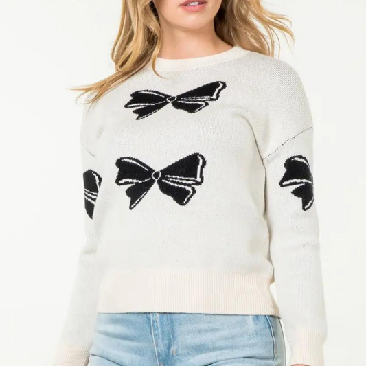 bow knit sweater, knit sweater, bow sweater, sweater