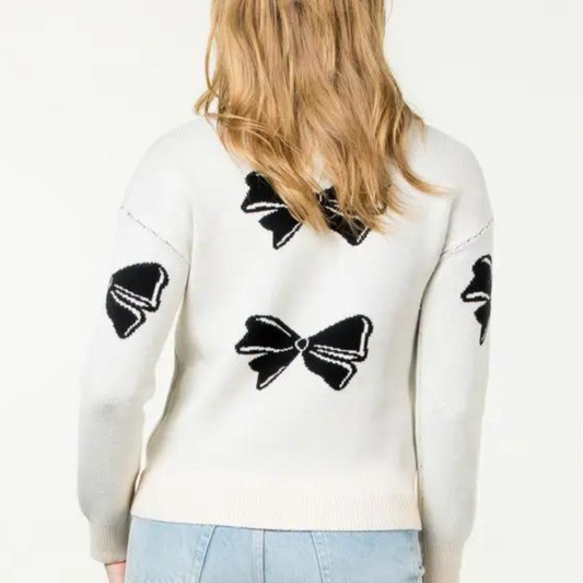 bow knit sweater, knit sweater, bow sweater, sweater