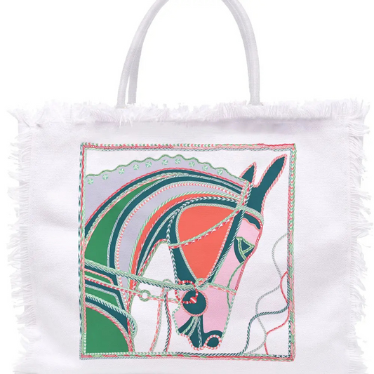 Fancy horse tote bag, horse tote bag, linen tote bag, tote bag, tote, equestrian gifts, horse lovers. boutique style, boutique fashion