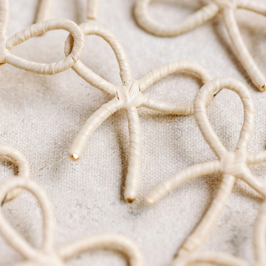 Natural Raffia Wrapped Bow Statement Earrings, bow statement earrings, st armands designs of sarasota, raffia bow earrings, raffia earrings, bow earrings, beachy earrings, vacation earrings, boutique style, boutique accessory