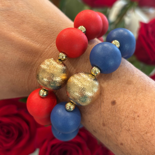 4th of july bracelet, celebrate america bracelet, 4th of july accessories, red and blue accessories, boutique style, boutique fashion, boutique accessories, 4th of july bracelet stack