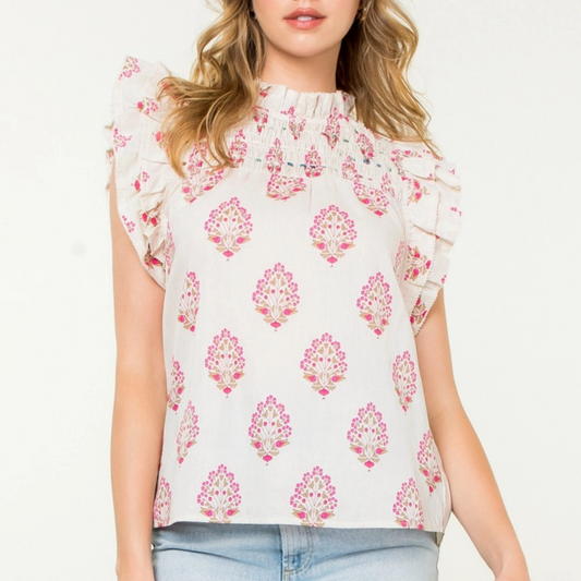Flutter Sleeve Flower Top