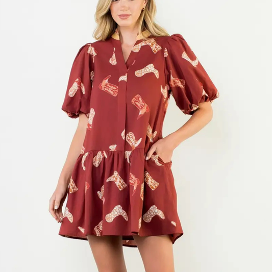 concert outfit dress, country concert dress, western print cotton dress, puff sleeve western dress, rodeo outfit women, boutique concert outfit, cute country outfit, concert outfit dress with pockets, Nashville trips dress