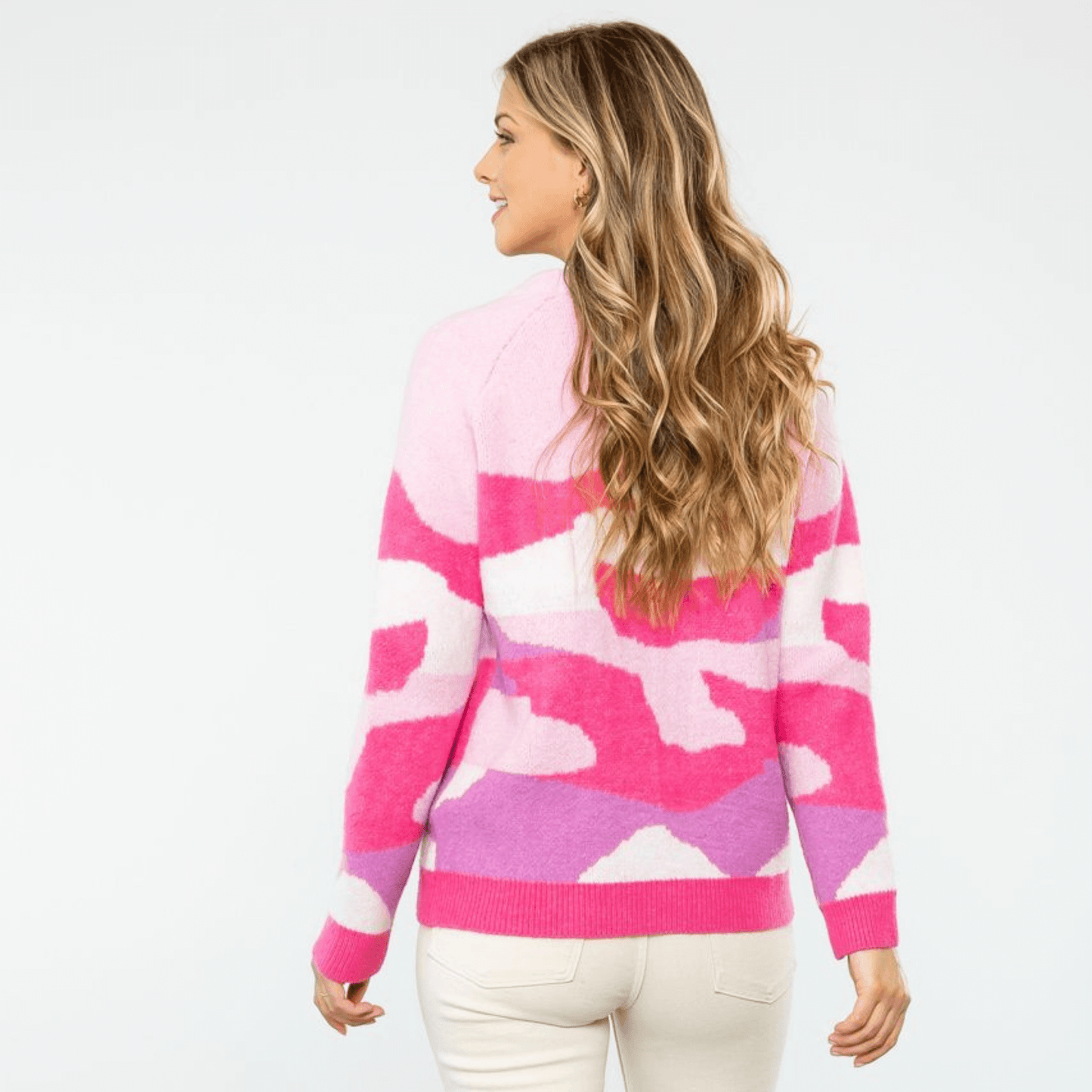 Pink Camo Sweater, Camo Sweater, Sweater, Fall and Winter Apparel, Fall Apparel, Winter Apparel, Apparel