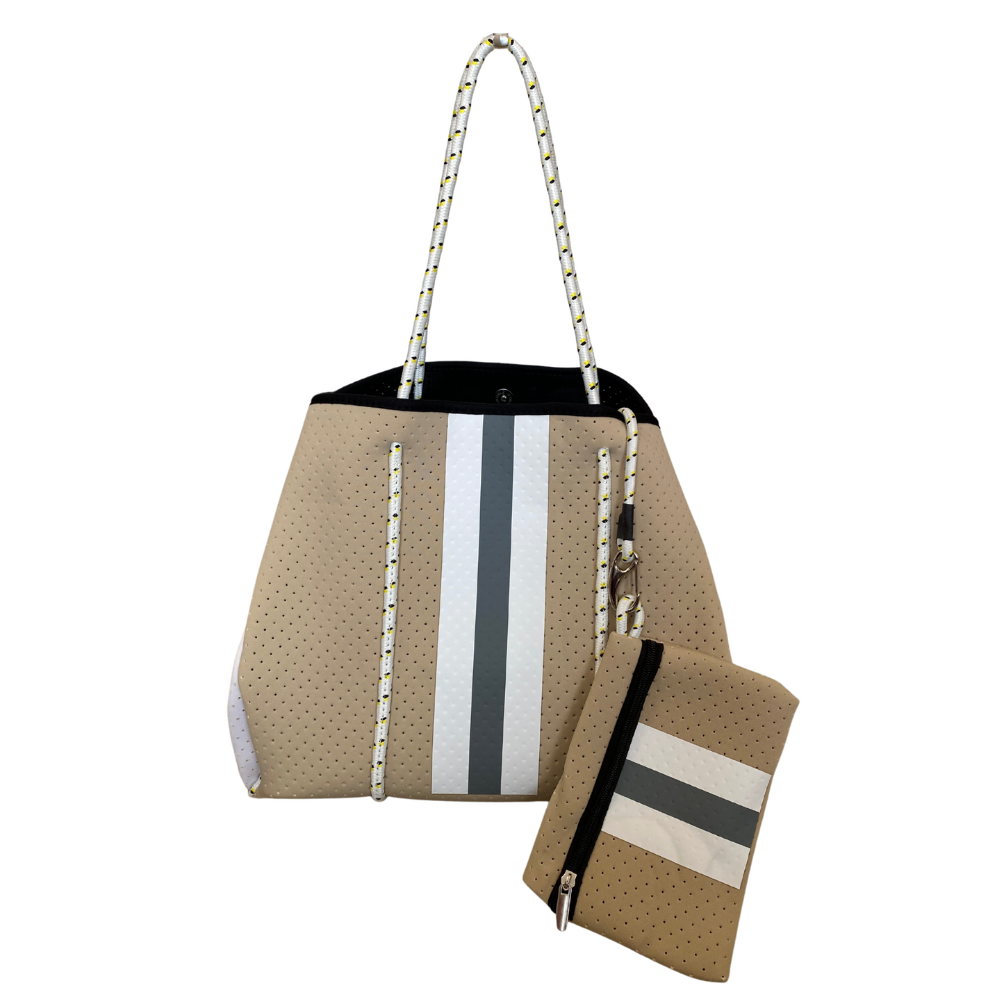 Tan and Grey Neoprene Tote Bag, Neoprene Tote Bag, Neoprene Tote, Neoprene Bag, Travel Bag, Beach Tote, Beach Bag, Bag, Neoprene Accessories, Accessories
