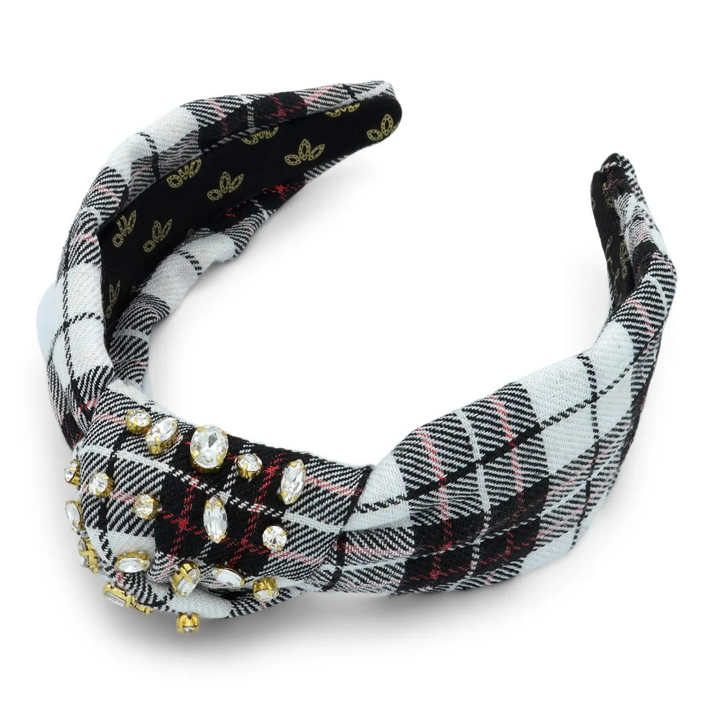 La Bella Crystal Dipped Ivory and Red Plaid Headband, Crystal Dipped Ivory and Red Plaid Headband, Ivory and Red Plaid Headband, Plaid Headband, Headband, Accessories