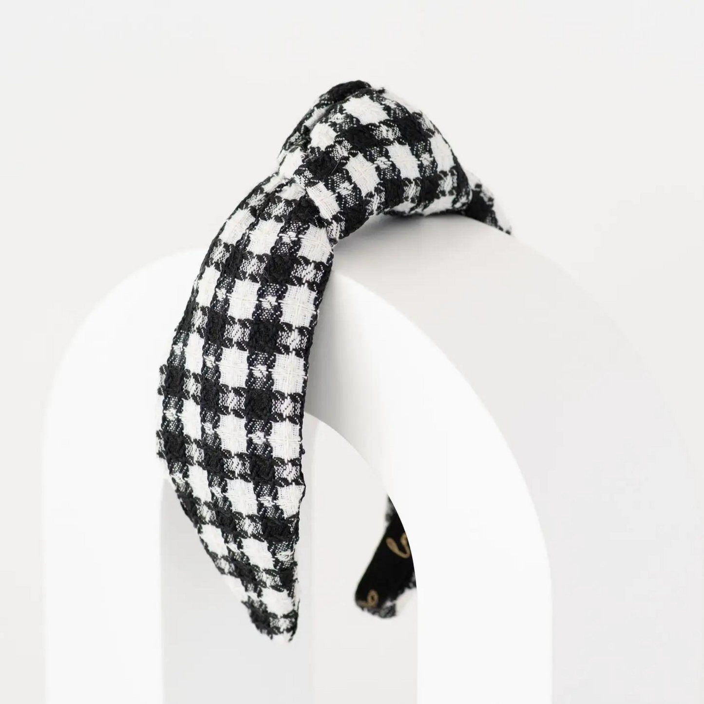La Bella Black and White Gingham Lace Knotted Headband, Black and White Gingham Lace Knotted Headband, Knotted Headband, Headband, Accessories
