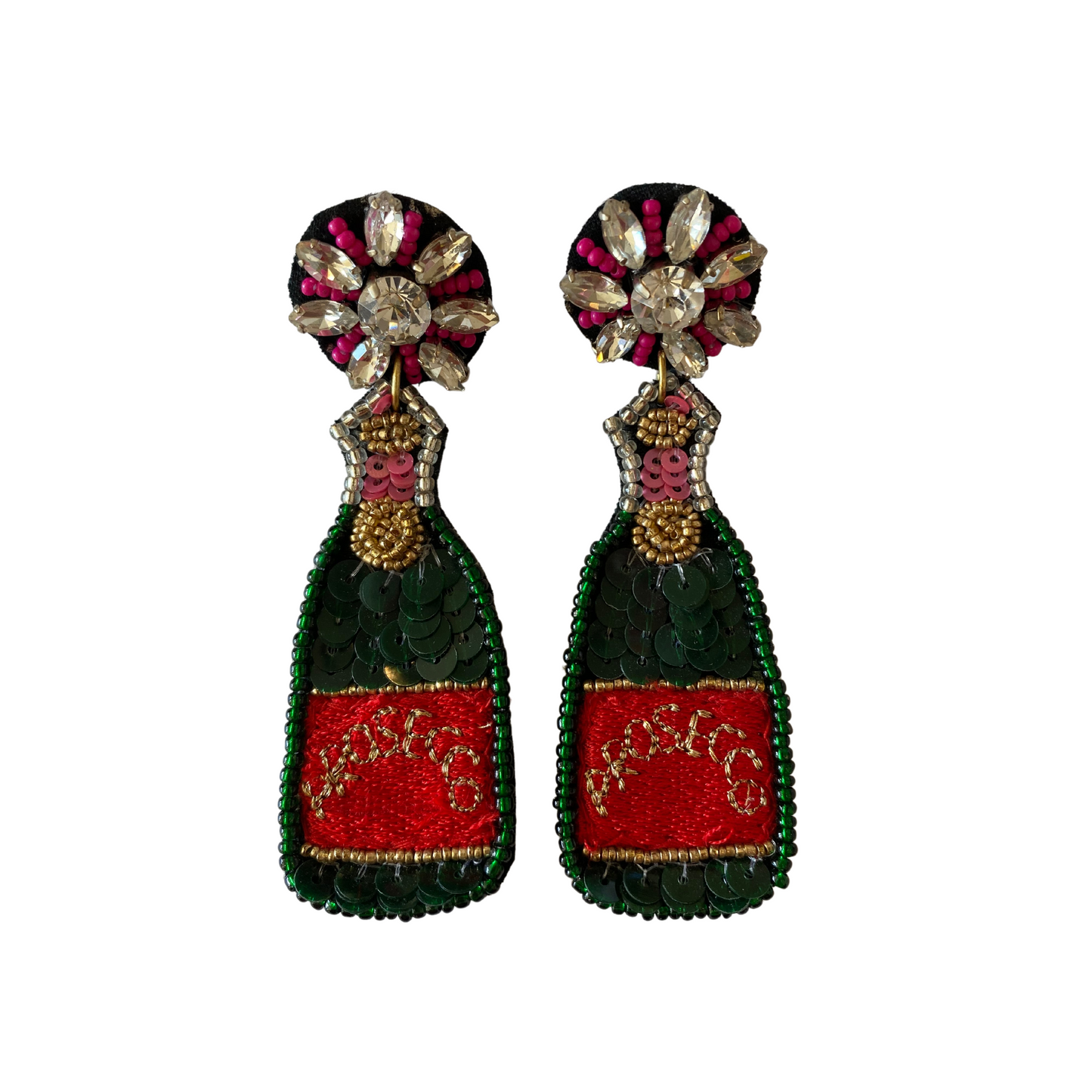 Prosecco Earrings, Party Earrings, Party Accessory, Beaded Earrings, Earrings