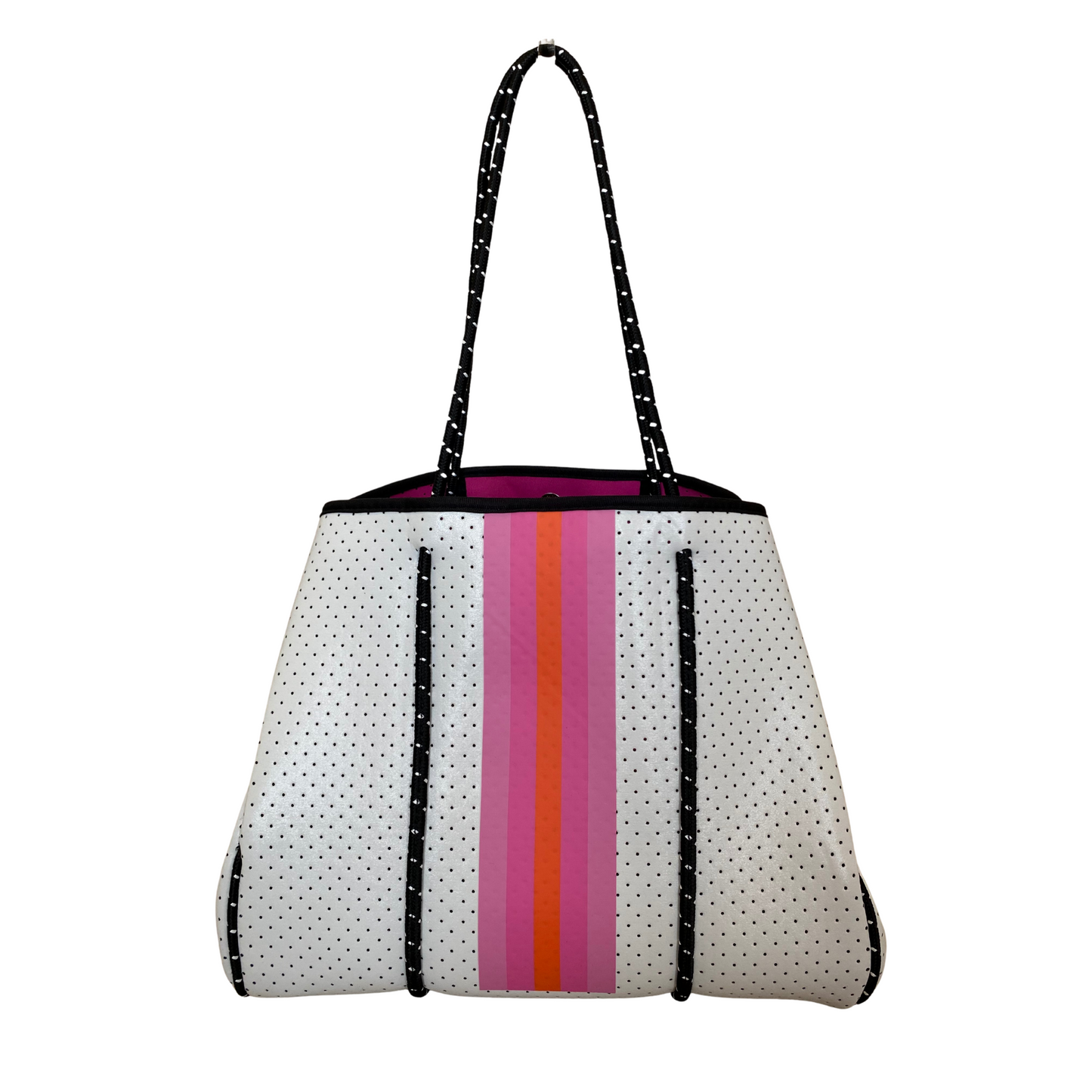 White and Pink Neoprene Tote Bag, Neoprene Tote Bag, Neoprene Tote, Neoprene Bag, Travel Bag, Beach Tote, Beach Bag, Bag, Neoprene Accessories, Accessories