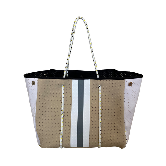Tan and Grey Neoprene Tote Bag, Neoprene Tote Bag, Neoprene Tote, Neoprene Bag, Travel Bag, Beach Tote, Beach Bag, Bag, Neoprene Accessories, Accessories