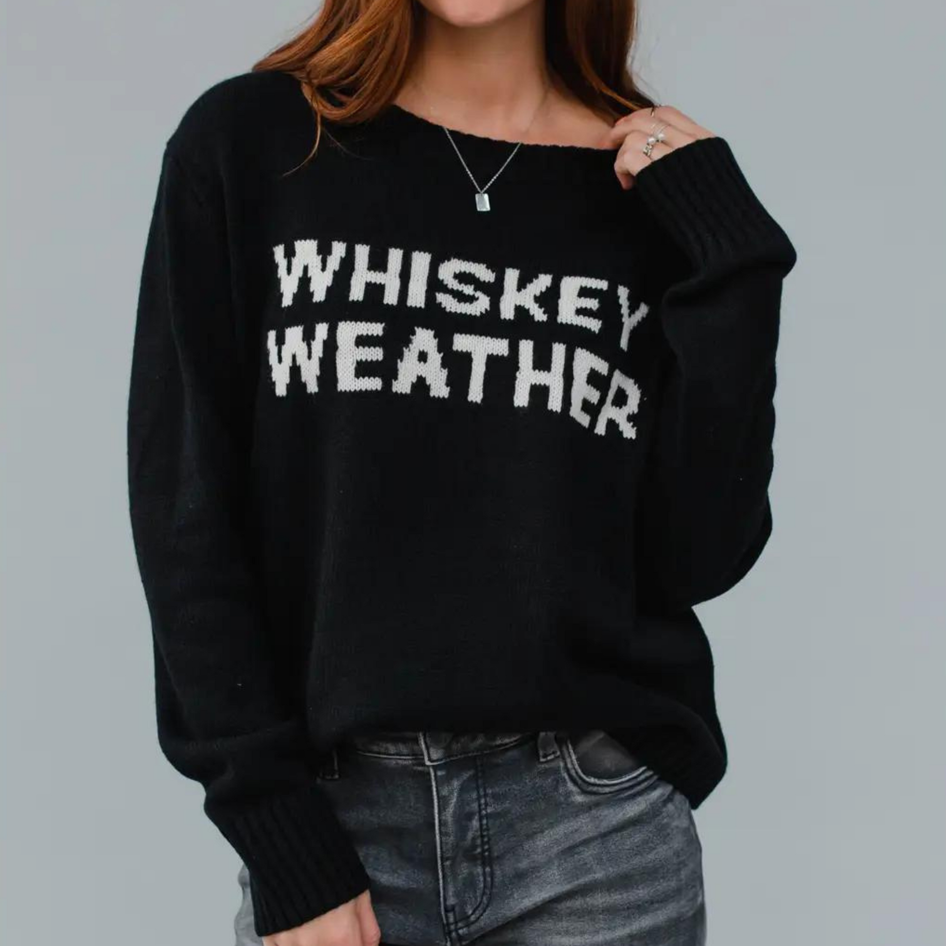 Whiskey Weather Sweater, Black Sweater, Knit Sweater, Sweater  