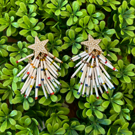 fancy holiday tree earrings, holiday tree earrings, beaded earrings, holiday earrings, statement earrings, earrings 