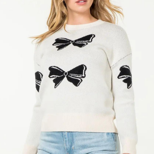 bow knit sweater, knit sweater, bow sweater, sweater 