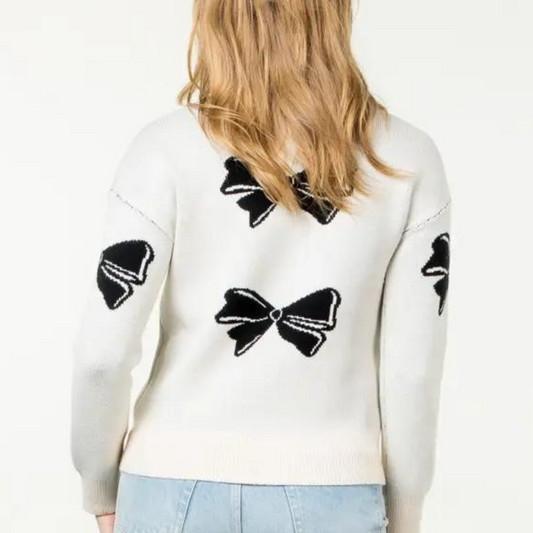 bow knit sweater, knit sweater, bow sweater, sweater 