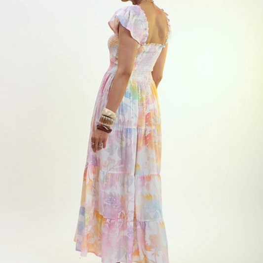 The Fox and The Mermaid rainbow cotton smock dress, rainbow cotton smock dress, cotton smock dress, smock dress, Janeiro dress, The Fox and The Mermaid dress, cotton dress, boutique style, boutique fashion, The Fox and The Mermaid   