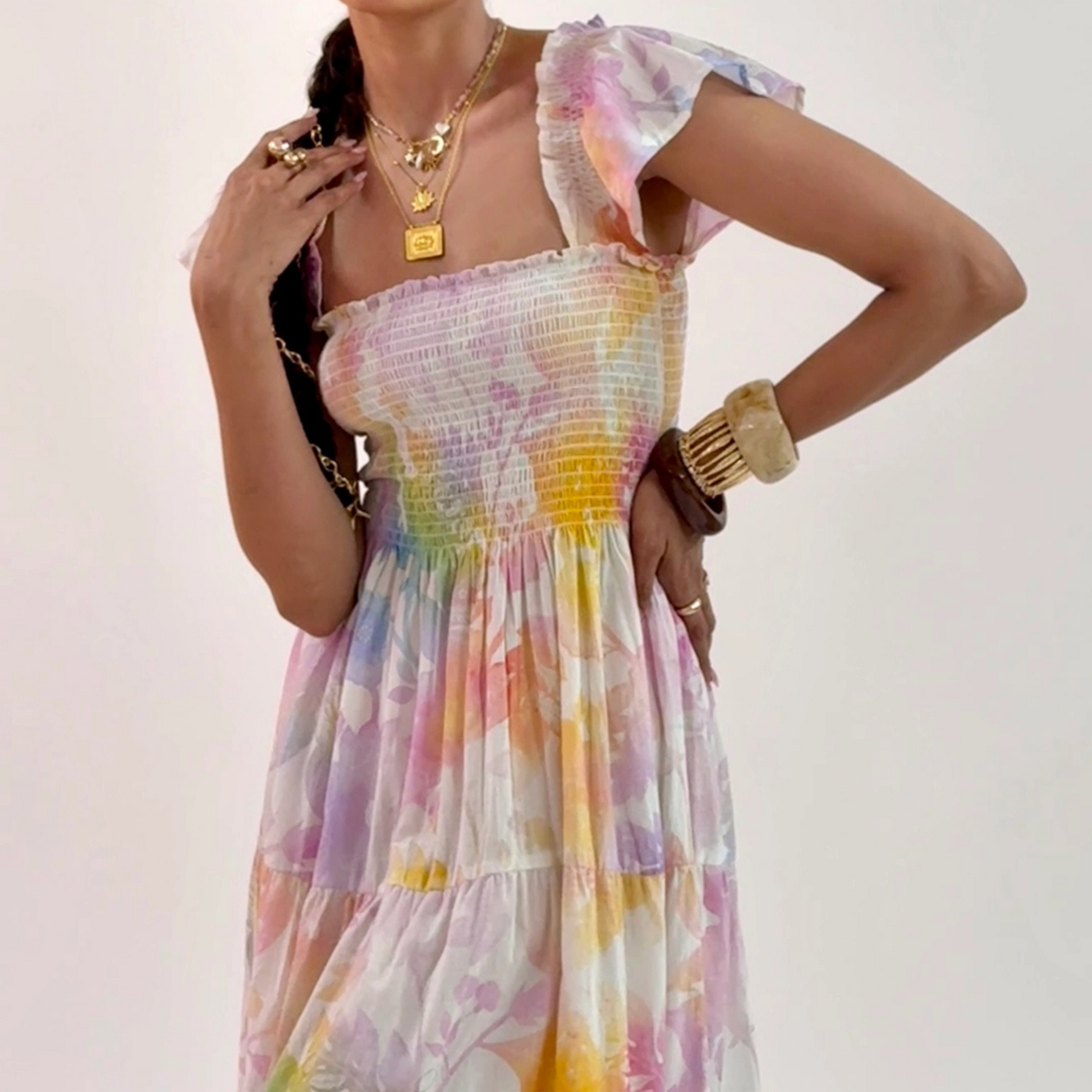Rainbow Cotton Smock Dress Rainbow Cotton Smock Dress