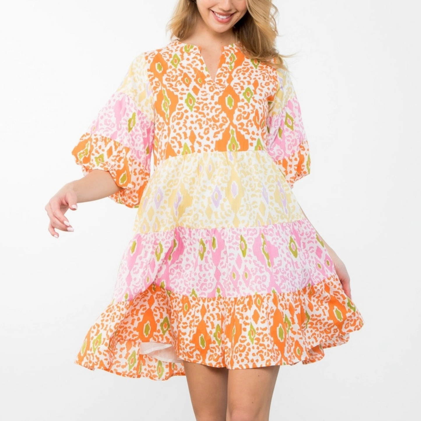 thml Puff Sleeve Multi Color Print Dress, Puff Sleeve Multi Color Print Dress, thml puff sleeve dress, cotton dress, thml fashion, thml style, summer dress, thml dress
