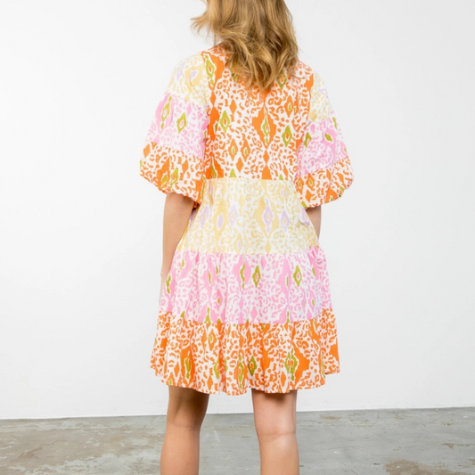 thml Puff Sleeve Multi Color Print Dress, Puff Sleeve Multi Color Print Dress, thml puff sleeve dress, cotton dress, thml fashion, thml style, summer dress, thml dress