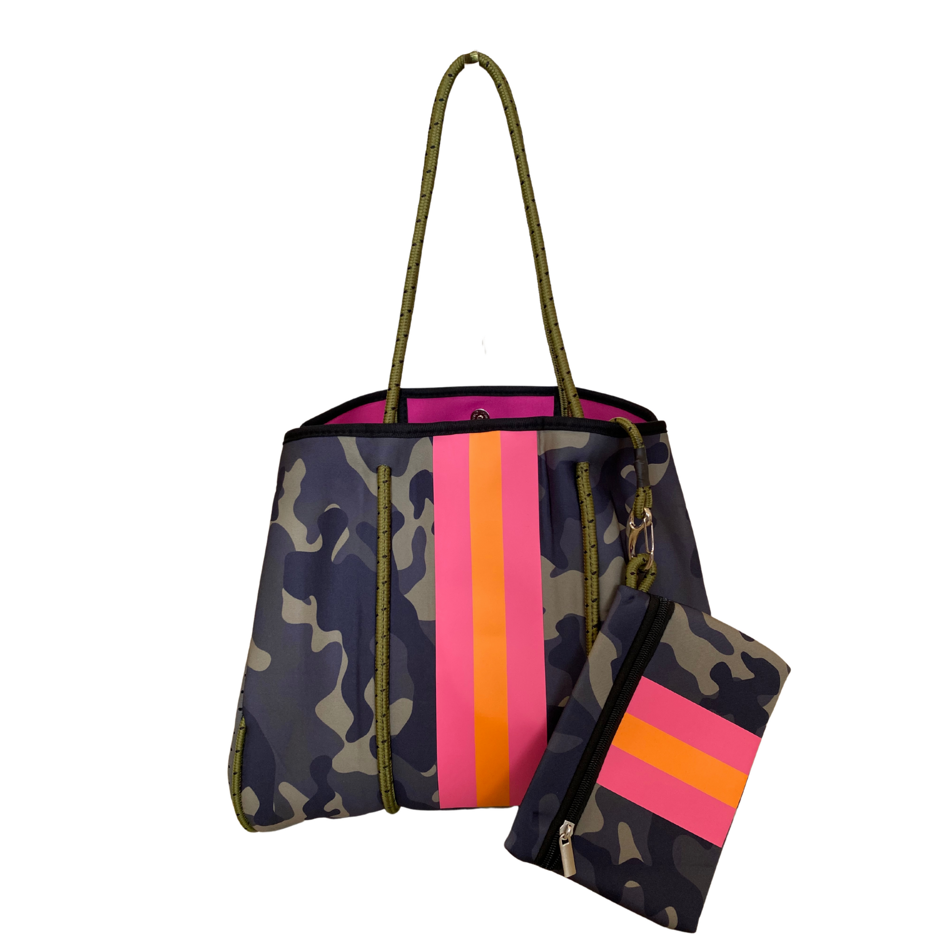 Green Camo And Pink Neoprene Tote Bag - Kendry Collection Boutique