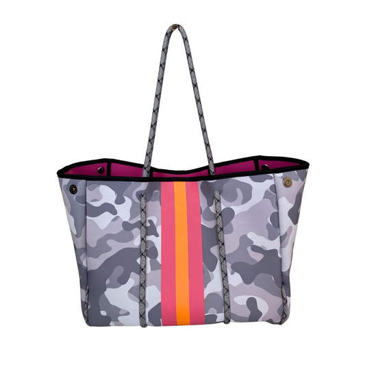 NP-4500 Camo Light Grey Pink Neoprene Tote Bag – girliegirloriginals
