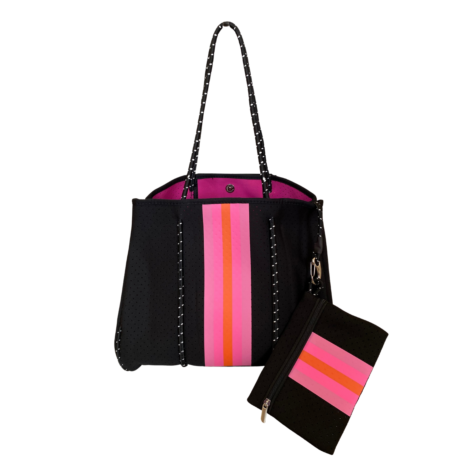 Black and Pink Neoprene Tote Bag, Neoprene Tote Bag, Neoprene Tote, Neoprene Bag, Travel Bag, Beach Tote, Beach Bag, Bag, Neoprene Accessories, Accessories